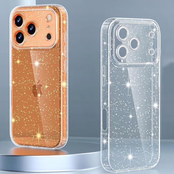 ETUI til IPHONE 17 PRO MAX SILIKONE GLITTER SHINE glitter 2mm ETUI + 2x GLAS