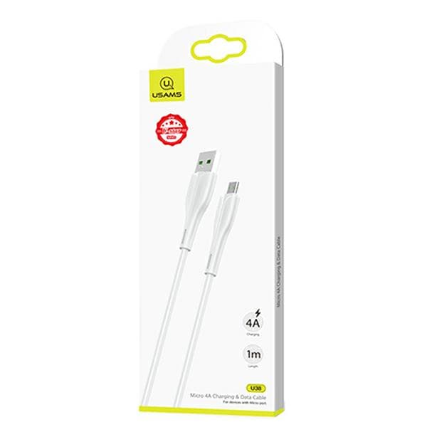 USAMS U38 USB-A til microUSB 4A hurtigopladerkabel til OPPO 1m hvid