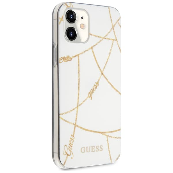 Guess Gold Chain Collection-etui til iPhone 12 mini, hvid