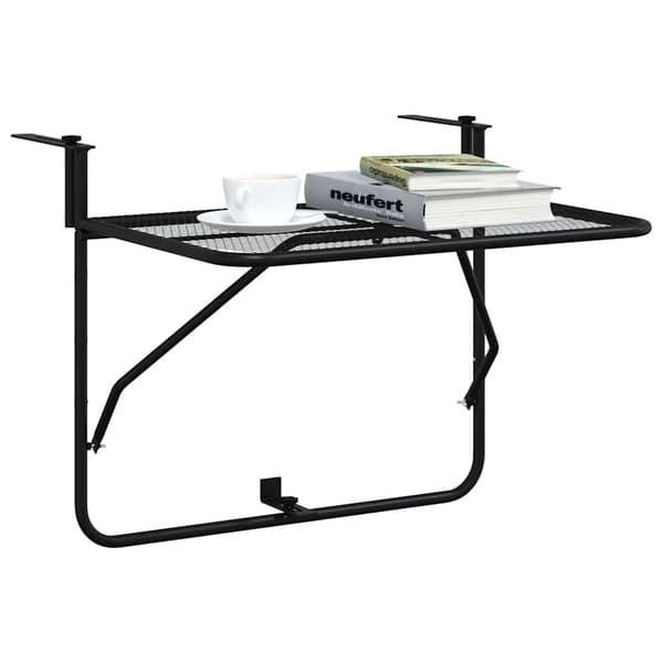 vidaXL balkonbord, sort, 60x40 cm, stål