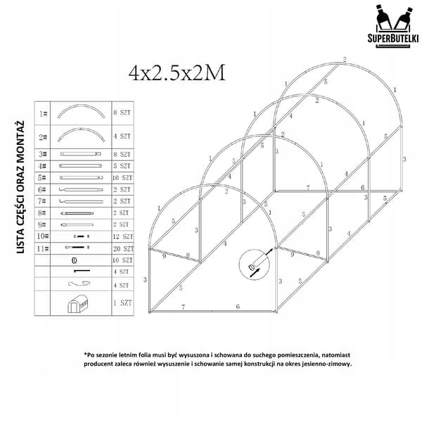 Puutarhatunneli 4x2,5x2m