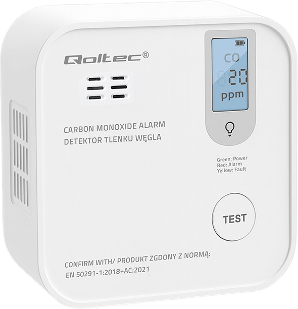 Qoltec trådlös kolmonoxidsensor 85dB LED