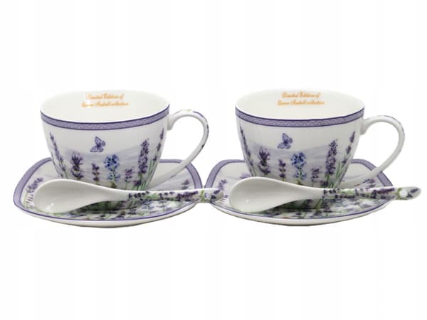 Set med 2 porslinsmuggar, 250 ml, i presentask - Lavender-kollektionen