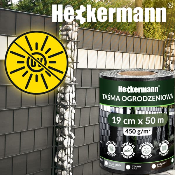 Heckermann Stakettejp 19cm x 50m - Mörkgrå