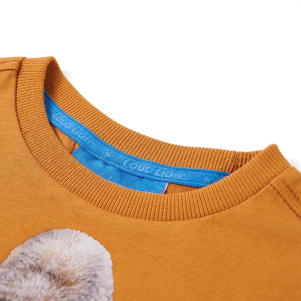 Barn långärmad T-shirt, mörk ockra, 128