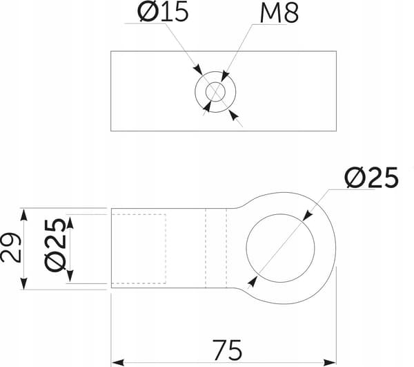 ENKELTARMET ENDEKOPPELINGSRØR 25 mm