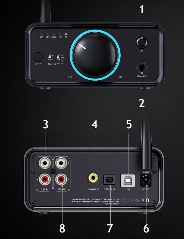 FiiO K7 BT hörlursförstärkare med DAC och Bluetooth