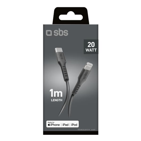 USB-C - iPhone Lightning-kabel 1m - Svart