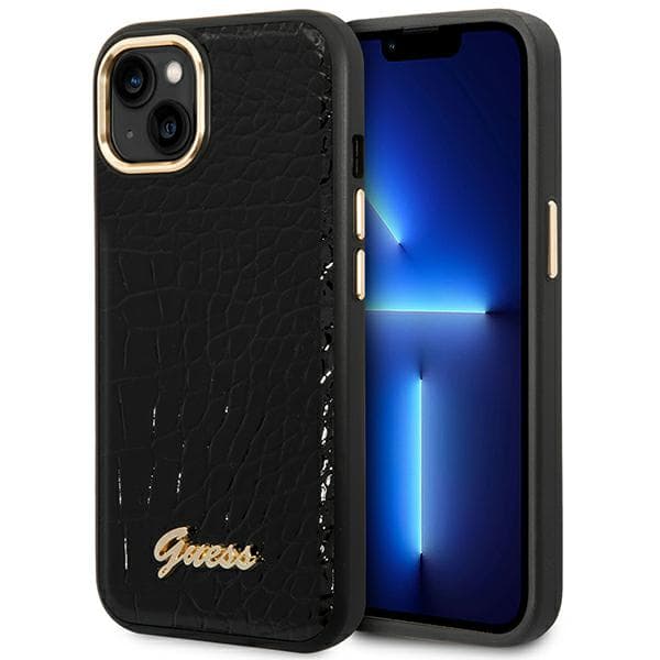 Guess Croco Collection-etui til iPhone 14 Plus, sort