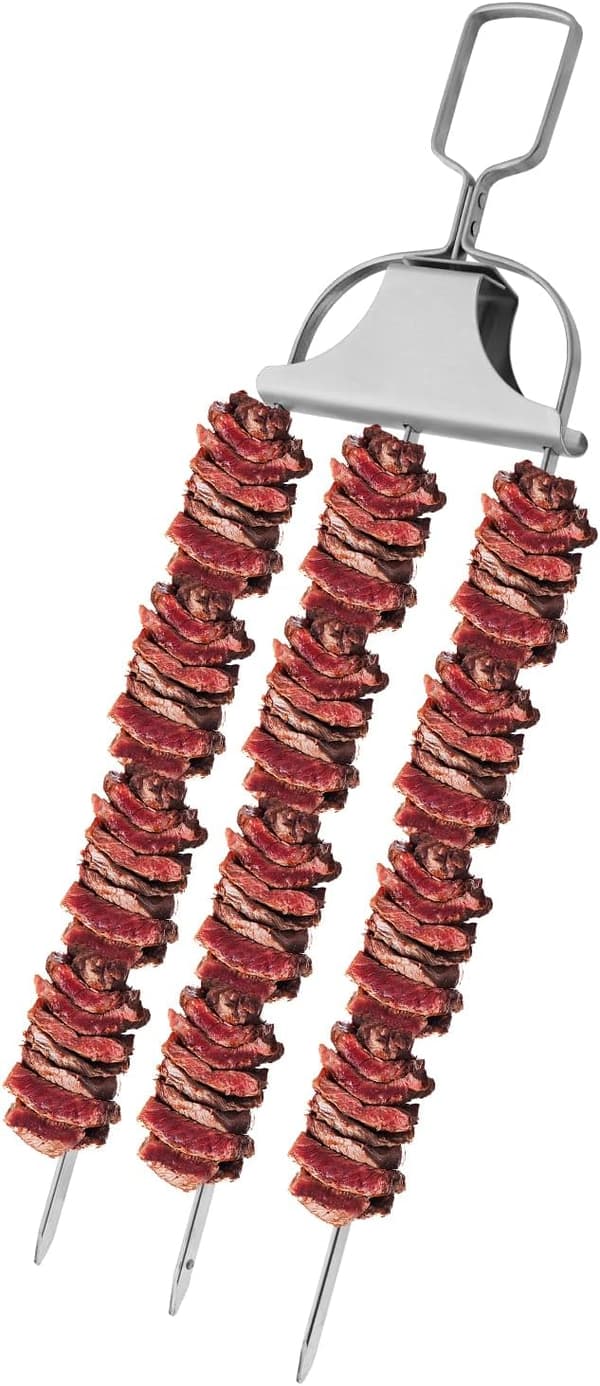 Metalspyd til grill, 3-i-1, rustfrit stål, 38 cm