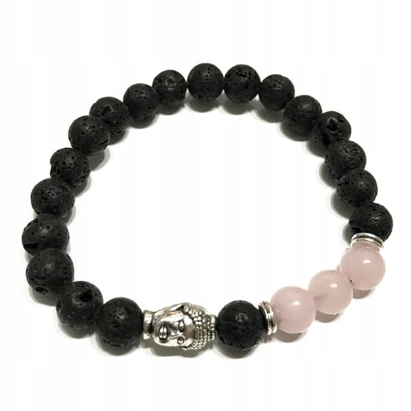 Boho armband med vulkansten buddha rosenkvarts05