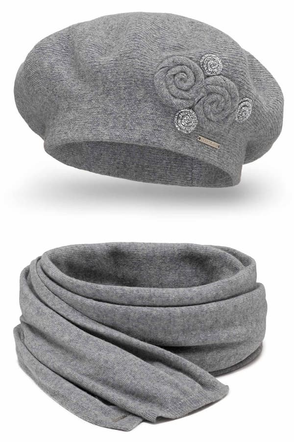 Vivisence 7037kmpl ljusgrå basker + halsduk set