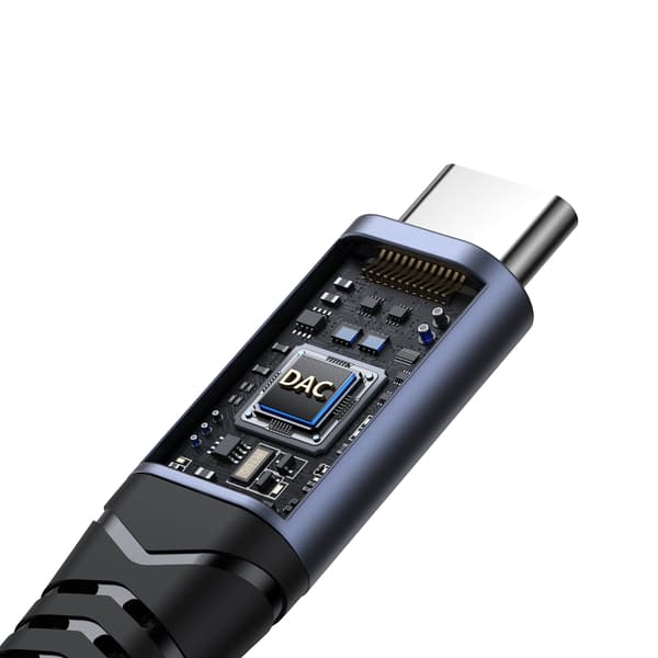 2-i-1 adapteroplader + hovedtelefoner USB-C til USB-C / mini-jack 3,5 mm sort