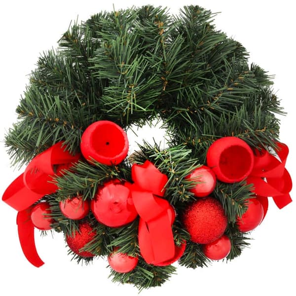 DEKORATIV JULEKRANS RØD 40CM