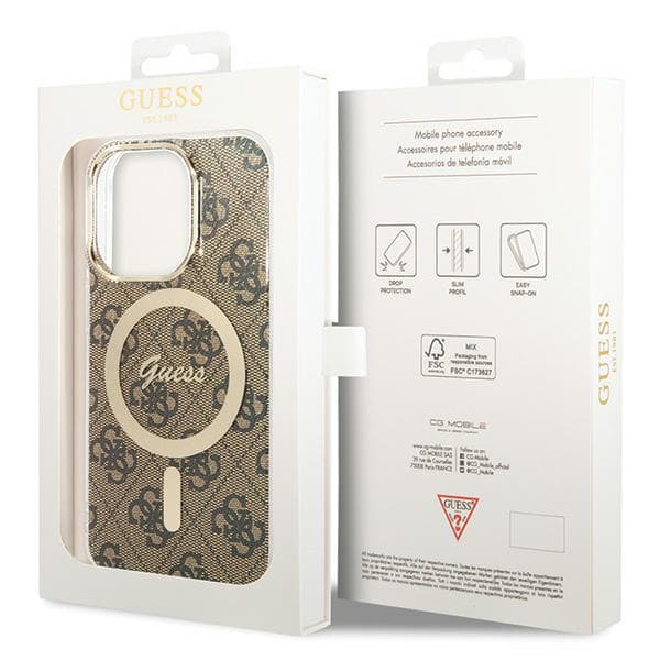 Guess IML 4G MagSafe-etui til iPhone 15 Pro, brun