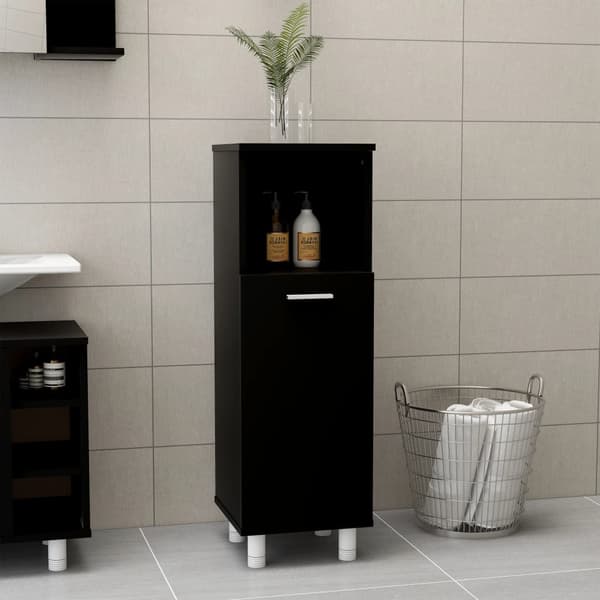 vidaXL badeværelsesskab sort 30x30x95 cm spånplade
