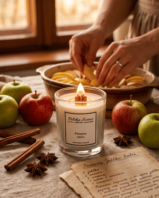 sojaljus med träveke + BAKADE ÄPPLE