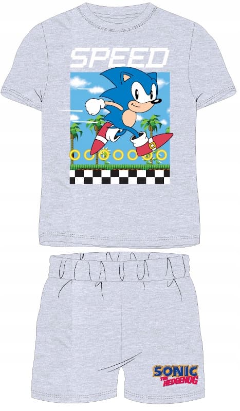 Sonic kortærmet drengepyjamas shorts grå 122