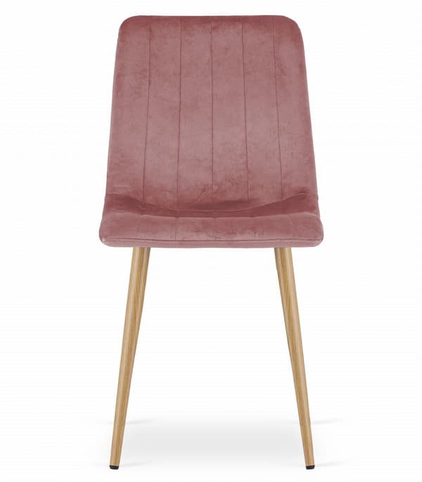 LAVA stol - rosa sammet / träfärgade ben x 2