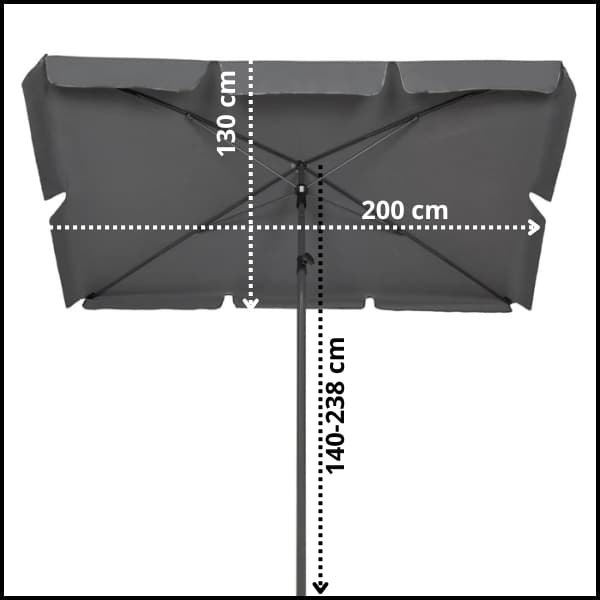GRAFIT BALKONPARASOL 200X130CM REKTANGULÆR ARMOR HAVETERRASSE