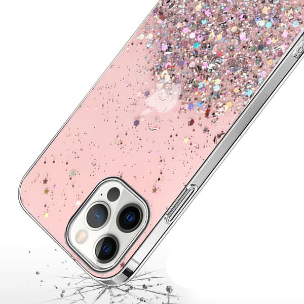 iPhone 13 Pro cover, glitrende, lyserød