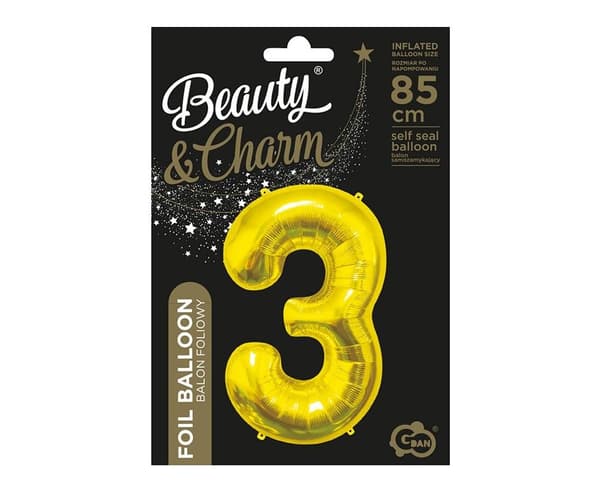 B&C 3 folieballoner guld 85 cm