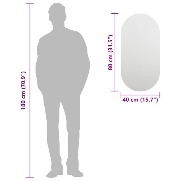 vidaXL spejl, 80x40 cm, glas