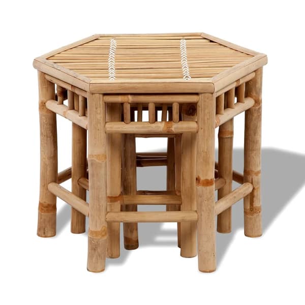 vidaXL Trädgårdspallar, set om 3, bambu