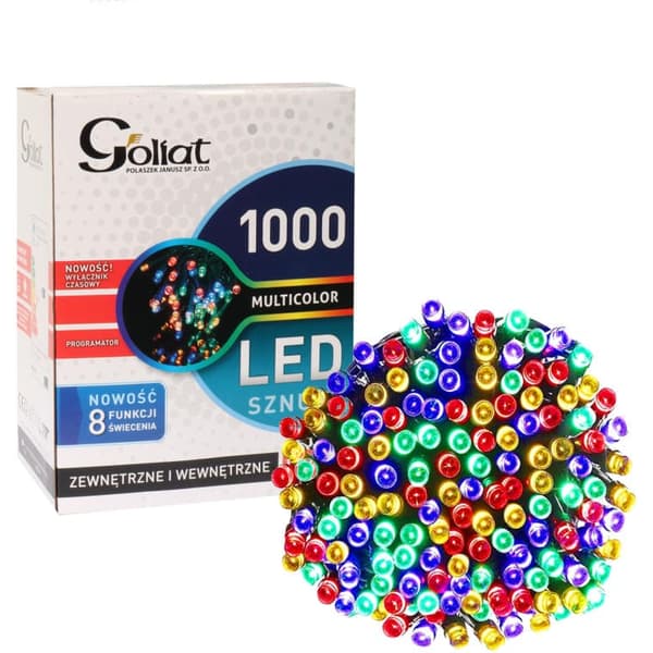 Programmerbare 1000 LED-juletrebelysninger i multifarver med timer og lang kabel til udendørs brug