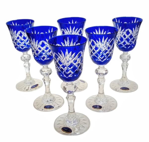 Koboltkrystal likørglas 60ml Ananas 6 stk.