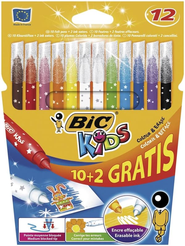 12 COL-pennor. BIC KIDS MAGIC 10+2 4085