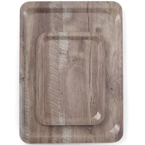 Rektangulär halkfri serveringsbricka 370x530 mm - mörkt trä