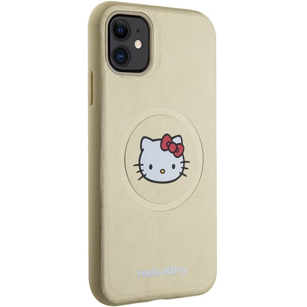 Hello Kitty Læder Kitty Hoved MagSafe Etui til iPhone 11 / Xr, Guld