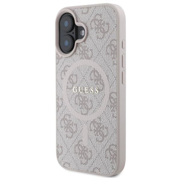 Guess 4G Ring Classic Logo MagSafe-etui til iPhone 16, lyserød