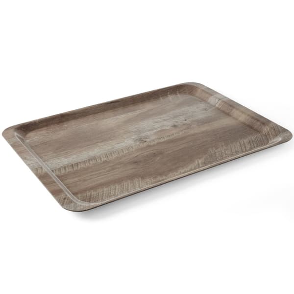Rektangulär halkfri serveringsbricka 370x530 mm - mörkt trä