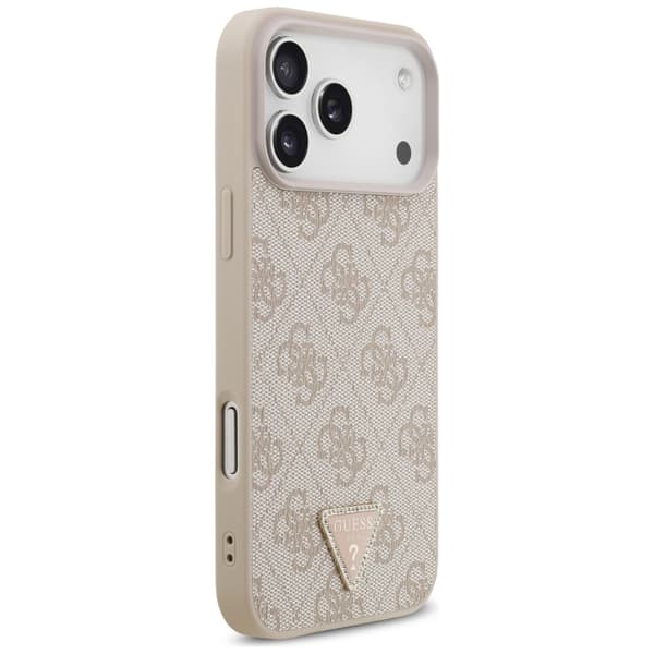 Guess Læder 4G Triangle Strass MagSafe-etui til iPhone 17 Pro Max - Lyserød