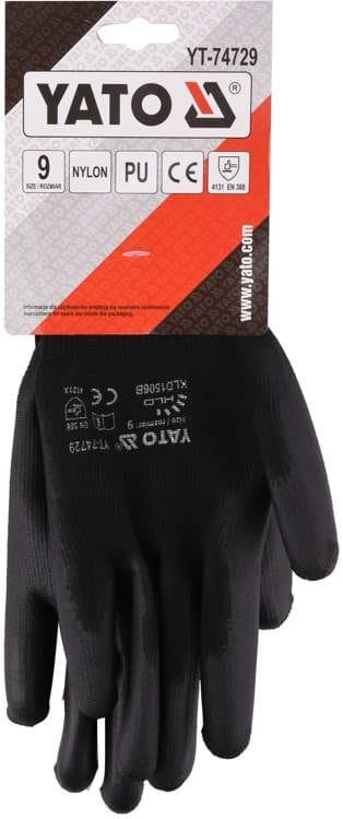 Arbejdshandsker nylon sorte 9 YT-74729 YATO
