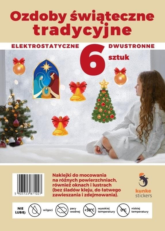 Traditionel elektrostatisk julepynt 6 stk.