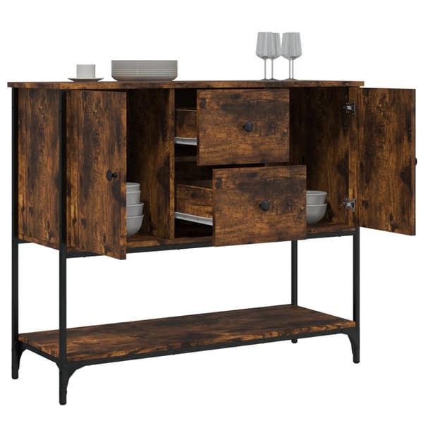 vidaXL kommode, røget eg, 100x36x85 cm, træbaseret materiale