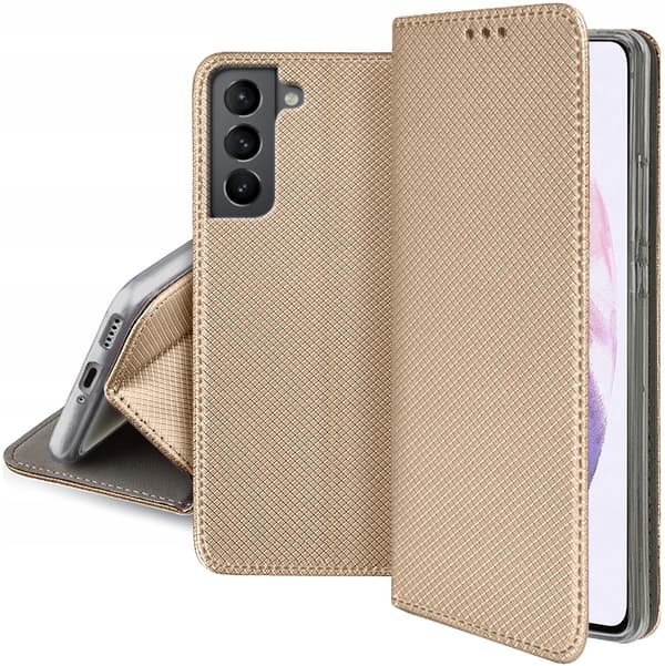 Etui til SAMSUNG S21 PLUS/S21+ SMART BOOK MAGNET GULD + GLAS