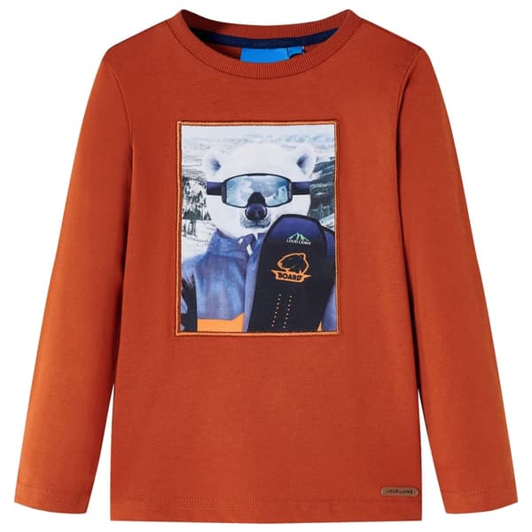 Barn långärmad T-shirt, rostfärgad, 140