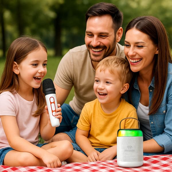 MOZOS MK-WHITE MIKROFONI KARAOKE KAIUTIN BT LAPSILLE