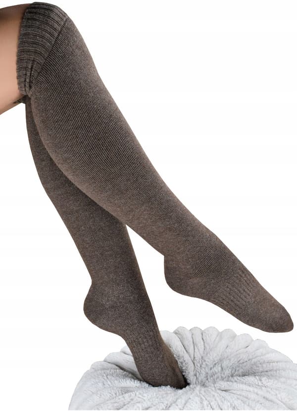 Noviti varme brune glatte overknee strømper 36/41 V002D