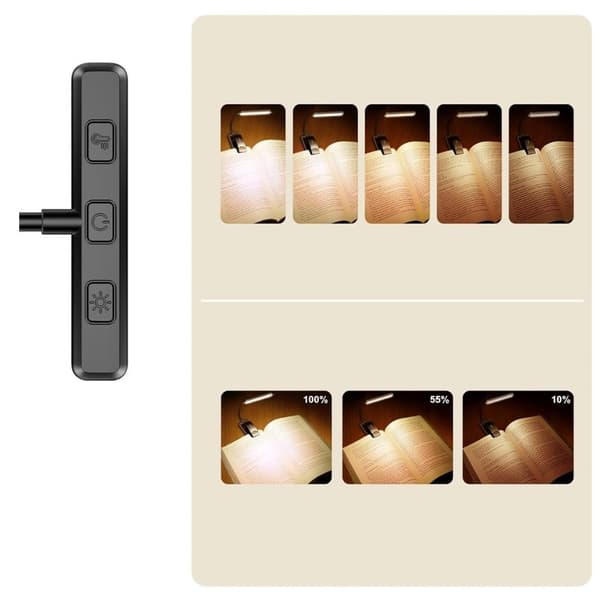 USB LED-natlampe til boglæsning med klips 24 LED'er 360°