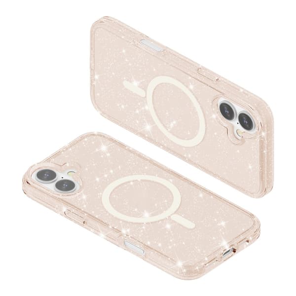 iPhone 17 cover, MagSafe-resistent, glitter, gennemsigtig guld