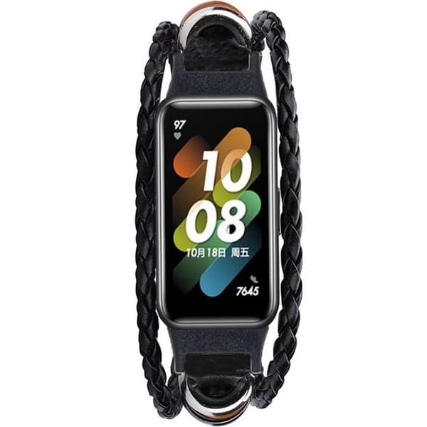 Nahkaranneke Huawei Band 7:lle, musta