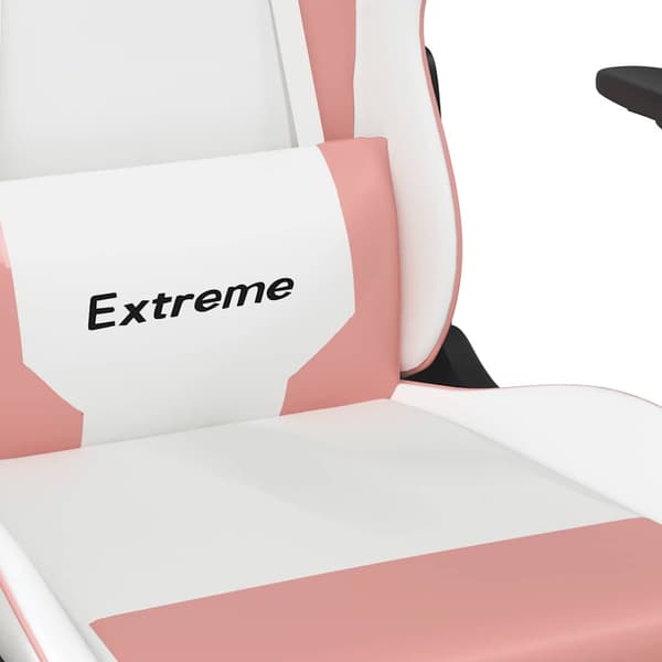 vidaXL gamingstol, hvid og pink, kunstlæder