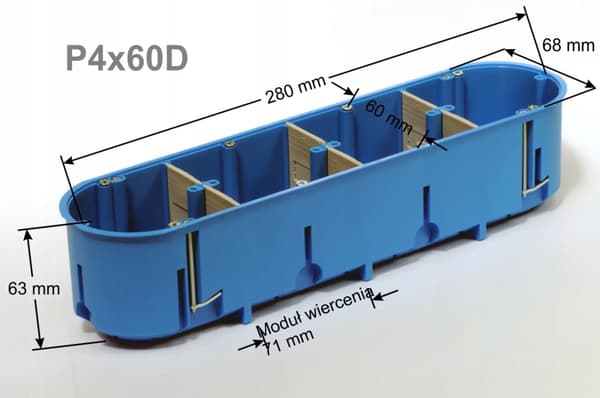 Kasse til hulvægge 4x60mm, dyb multiboks
