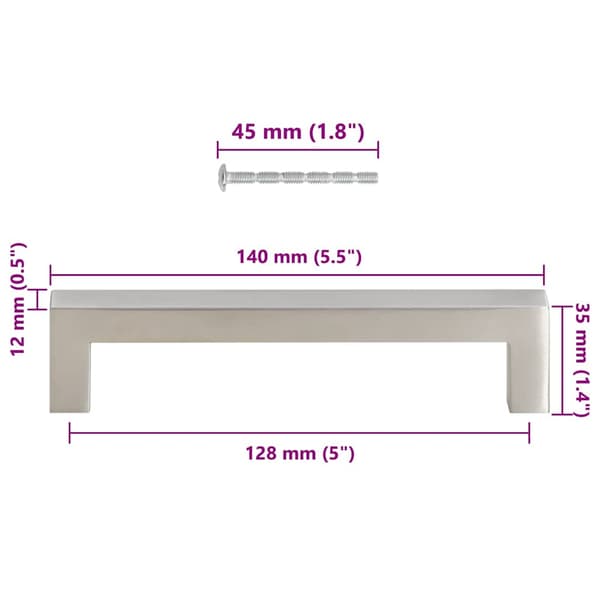 vidaXL skabsgreb 10 stk. sølv 128 mm rustfrit stål