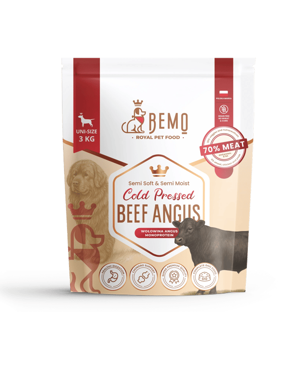 Bemo Koldpresset Angus-oksekød - koldpresset hundefoder med Angus-oksekød 3 kg